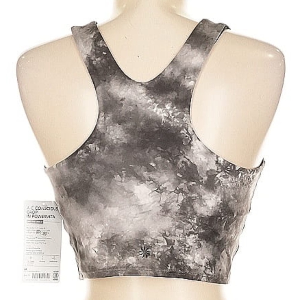 NWT Athleta Gray & white tie dye sports bra/crop top. Removable pads. A-C cups M